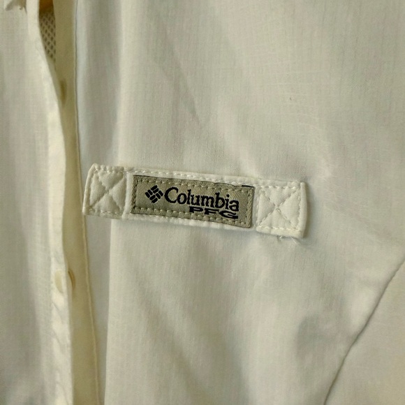 Columbia PFG Tamiami Lightweight Sleeveless Button-Front Shirt White Golf Tennis - Picture 5 of 9